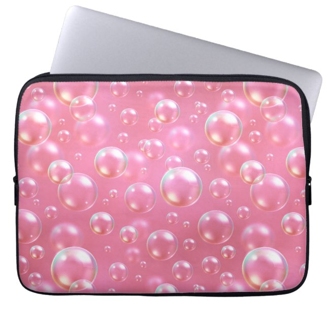 Pink Bubbles Pattern Laptop Sleeve (Front)