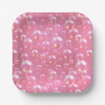 Pink Bubbles Pattern Paper Plates