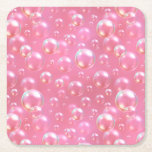 Pink Bubbles Pattern Square Paper Coaster