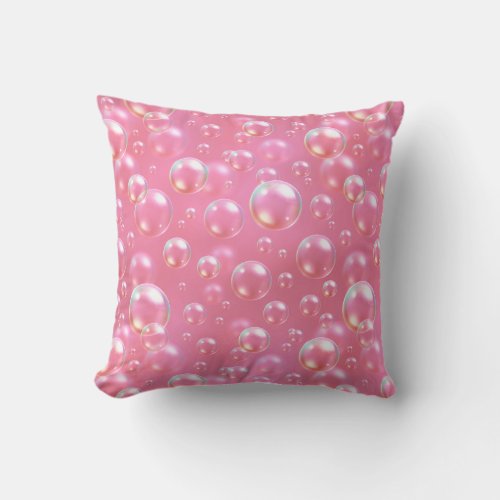 Pink Bubbles Pattern Throw Pillow