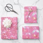 Pink Bubbles Pattern Wrapping Paper Sheets