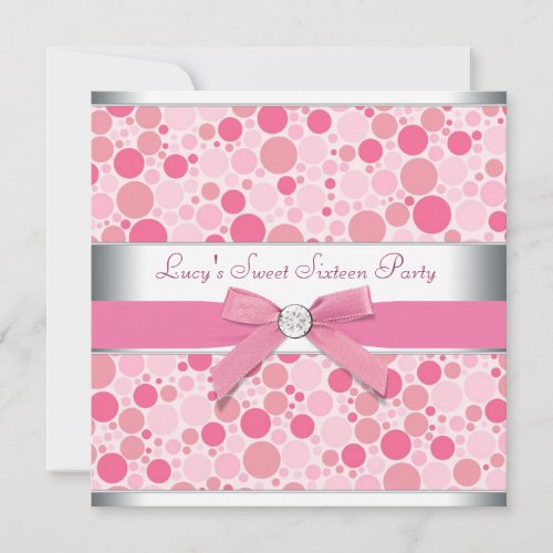 Pink Bubbles Pink Sweet 16 Birthday Party Invitation