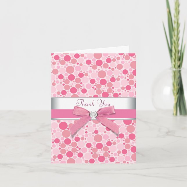 Pink Bubbles Pink Thank You Cards (Front)