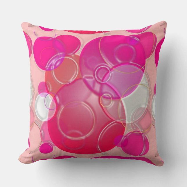 Pink Bubbles Throw Pillow (Front)
