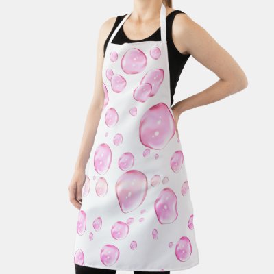Pink Bubbles White Apron