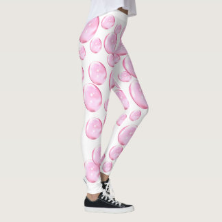 Pink Bubbles White Leggings
