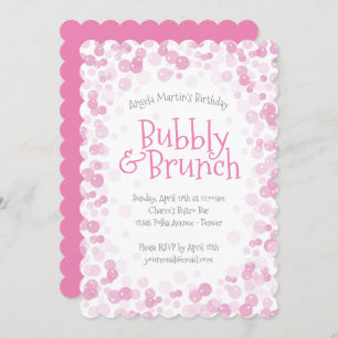 Pink Bubbly and Brunch Party Invitation