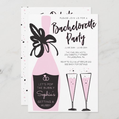 Pink Bubbly Bachelorette Weekend Party Itinerary Invitation