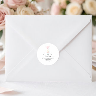 Pink Bubbly Bridal Shower Return Address Classic Round Sticker
