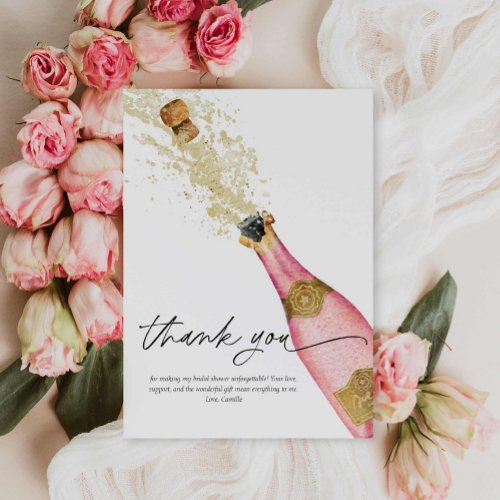 Pink Bubbly Bridal Shower Thank you Card