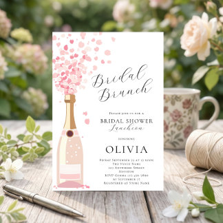 Pink Bubbly Brunch Bridal Shower Invitation
