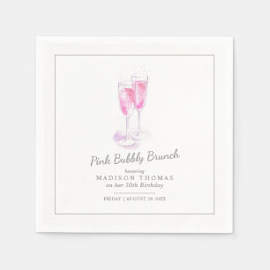 Pink bubbly brunch champagne bubbles event napkins