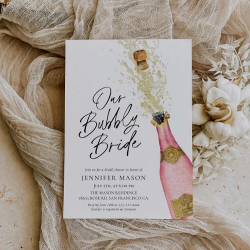 Pink Bubbly Champagne Bridal Shower Invitation