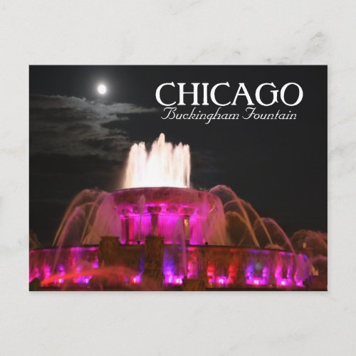 Pink Buckingham Fountain Chicago Postcard