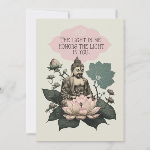 Pink Buddha and Flower Friend Card