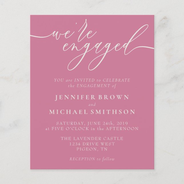 Pink Budget Clean Simple Modern Engagement Flyer (Front)