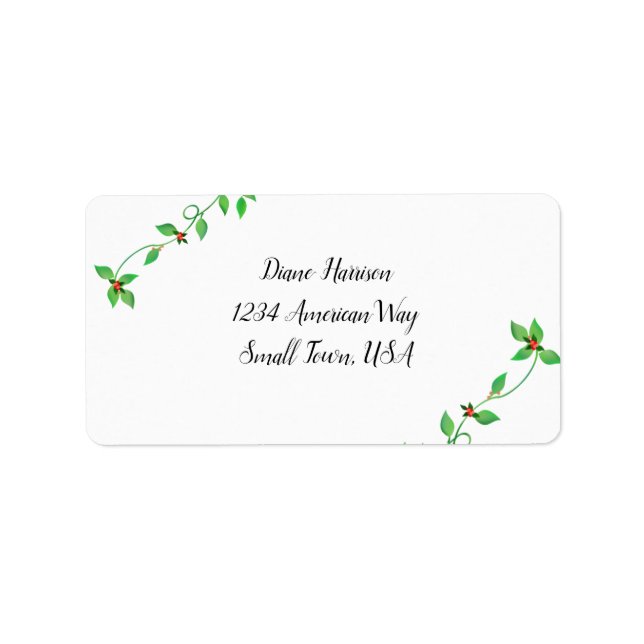 Pink Buds on Green Ivy Wedding Label (Front)