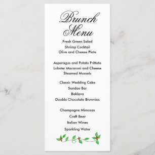 Pink Buds on Green Ivy Wedding Menu
