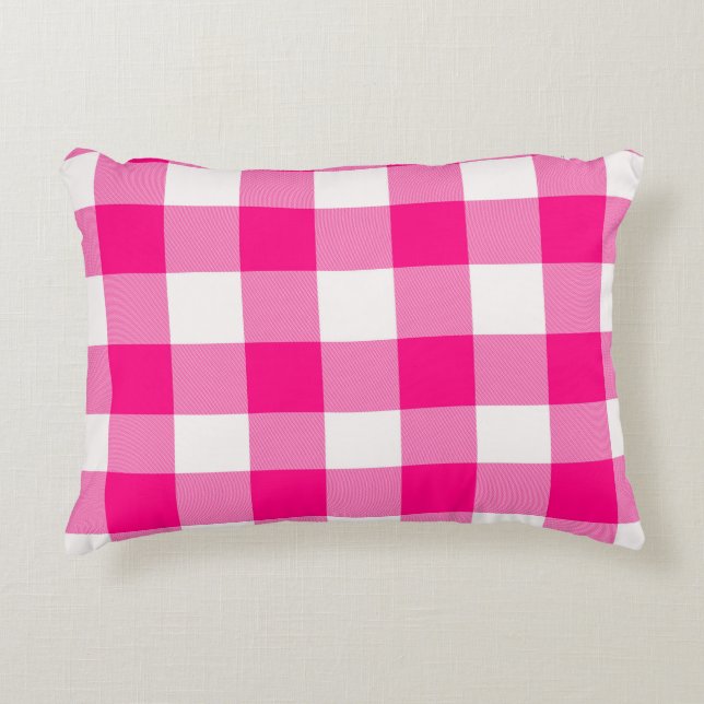 Pink Buffalo Plaid  Accent Pillow (Front)