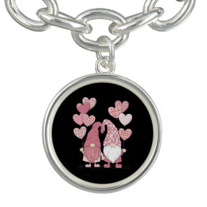 Pink Buffalo Plaid Heart Gnomes Valentine's Day  Bracelet