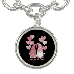 Pink Buffalo Plaid Heart Gnomes Valentine's Day  Bracelet