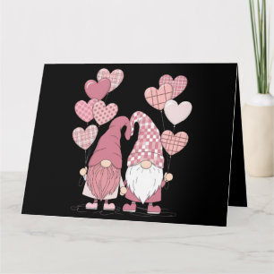 Pink Buffalo Plaid Heart Gnomes Valentine's Day  Card