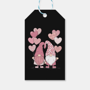 Pink Buffalo Plaid Heart Gnomes Valentine's Day Gift Tags