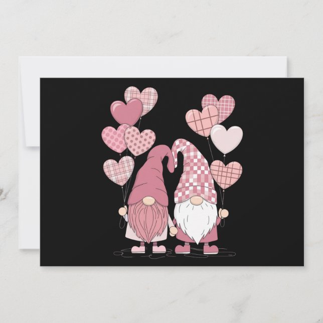 Pink Buffalo Plaid Heart Gnomes Valentine's Day  Invitation (Front)