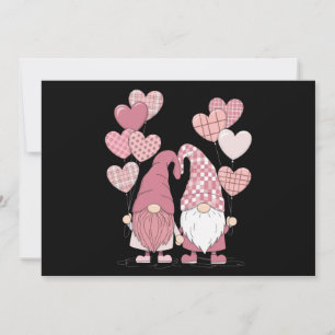 Pink Buffalo Plaid Heart Gnomes Valentine's Day  Invitation