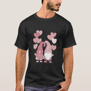 Pink Buffalo Plaid Heart Gnomes Valentine's Day T-Shirt