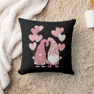 Pink Buffalo Plaid Heart Gnomes Valentine's Day  Throw Pillow