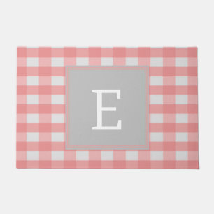 Pink Buffalo Plaid Monogram Doormat