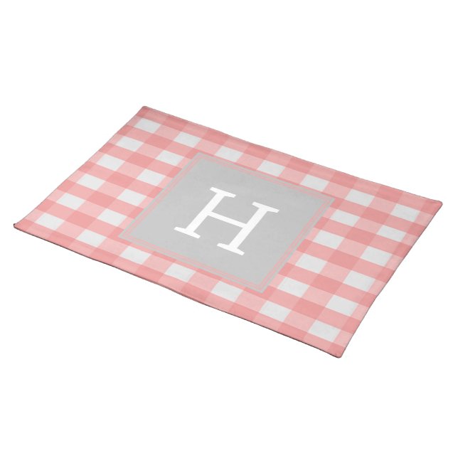 Pink Buffalo Plaid Monogram Placemat (On Table)