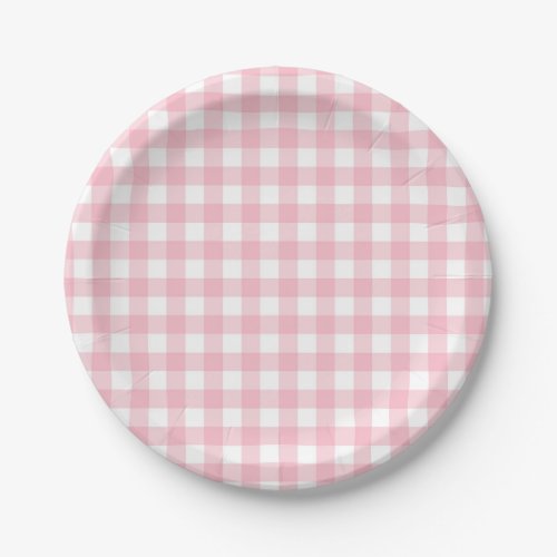 Pink Buffalo Plaid Paper Plate