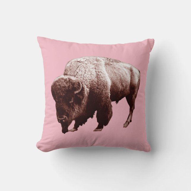 Pink Buffalo Throw Pillow (Front)