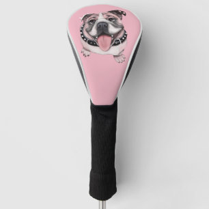 Pink Bulldog dog Golf Head Cover