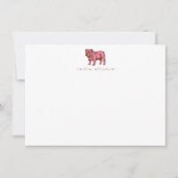 Pink Bulldog Simple Personalized Stationery 