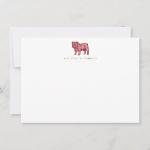 Pink Bulldog Simple Personalized Stationery  Note Card