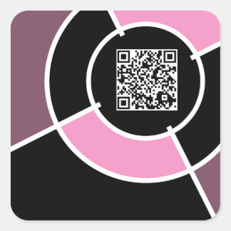 pink bullseye QR code Square Sticker