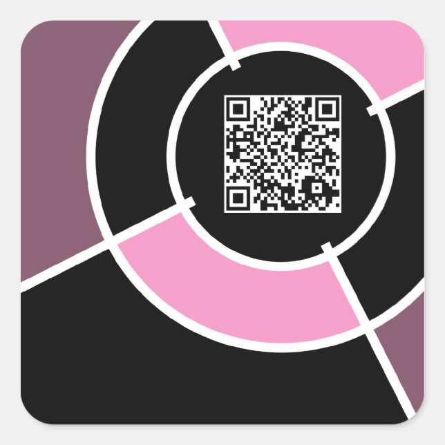 pink bullseye QR code Square Sticker (Front)
