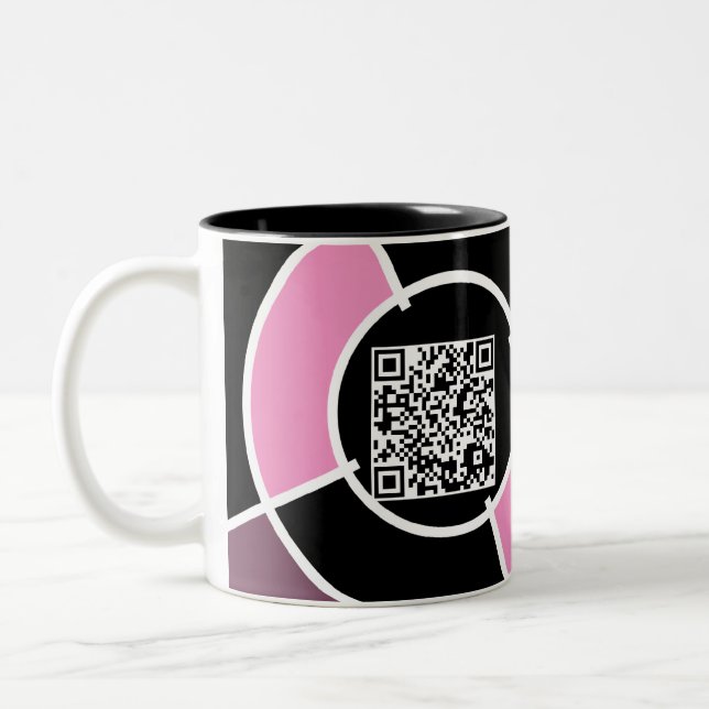 pink bullseye QR code Two-Tone Coffee Mug (Left)