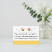 Pink Bumble Bee Baby Shower Book Request Cards (Standing Front)