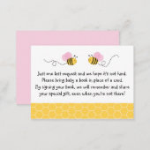 Pink Bumble Bee Baby Shower Book Request Cards (Front/Back)