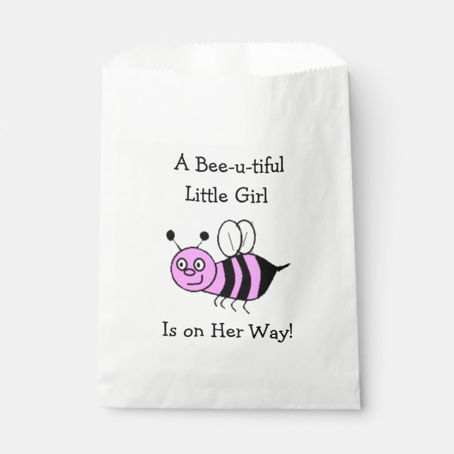 Pink Bumble Bee Baby Shower Favor Bags (Front)