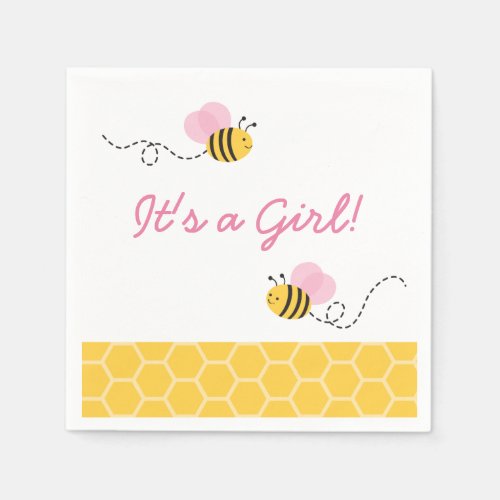 Pink Bumble Bee Baby Shower Napkins