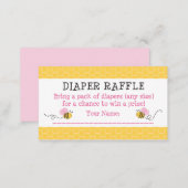 Pink Bumble Bee Diaper Raffle Tickets Enclosure Card (Front/Back)