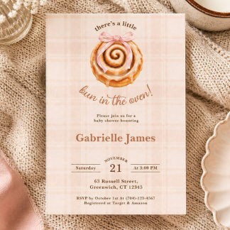Pink Bun in the Oven Girl Baby Shower Invitation
