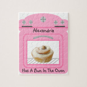 Pink Bun In The Oven New Baby On The Way Jigsaw Puzzle