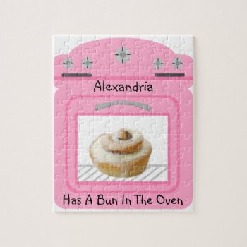 Pink Bun In The Oven New Baby On The Way Jigsaw Puzzle by csinvitations at Zazzle