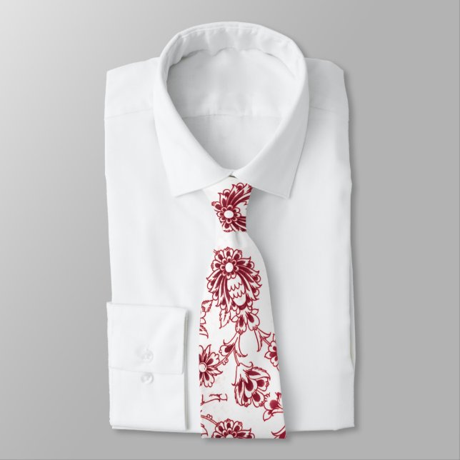 Pink Bunches of Flowers Neck Tie (Tied)
